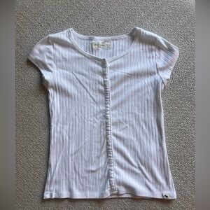 Abercrombie Kids Girls White Ribbed Top with buttons Size 13/14